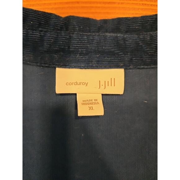J Jill Blue Button Front Long Sleeve Corduroy Tunic Shirt Pockets Size XL - Picture 3 of 6